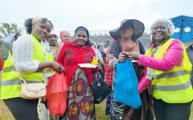 Widows at Jaramogi Oginga Odinga University of Science and Technology in Bondo, Siaya County, as they line up to take part in the Widows Empowerment Program.