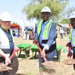 Superior Homes MD Ian Henderson, Northlands City Operations Manager Collins K’owuor, and Homeowner Geoffrey Muchiri during the groundbreaking for the construction of The Orchards at Northlands, a Ksh. 3 billion residential development seeking to cater for the growing demand for organised housing in Kenya.