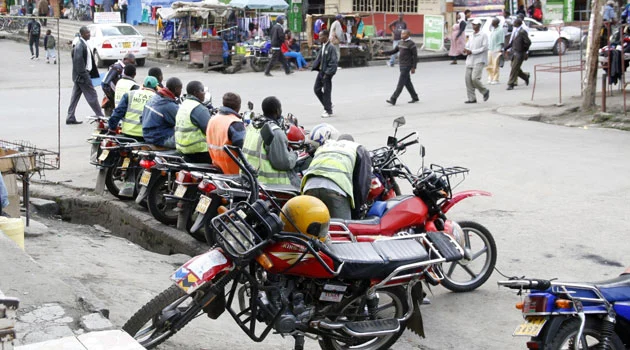 Boda boda riders at their pickup hub.