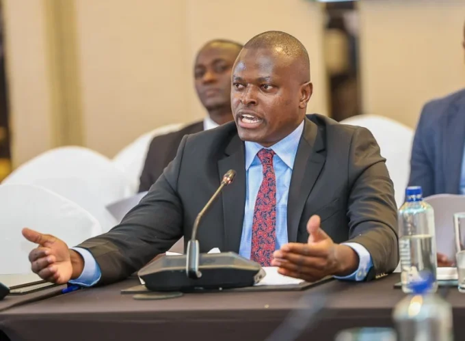 Kiharu MP Ndindi Nyoro appearing before a joint sitting of the National Assembly Committees on Finance and National Planning, and Public Debt and Privatisation.