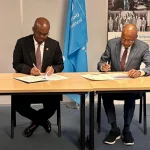 Dr Raymond Omollo, Principal Secretary in the State Department for Internal Security and National Administration, and Mr Evariste Karambizi, Director of UNITAR’s Division for Peace.