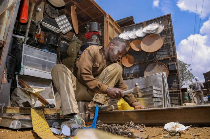John Otieno at his Jua Kali workshop in Kamukunji.