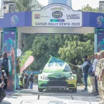 KCB Group CEO Paul Russo flags off Karan Patel, one of the KCB-sponsored rally drivers during the ceremonial start at the official launch of the 2026 KCB WRC Safari Rally Sponsorship at KICC, Nairobi on February 10, 2026