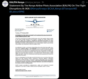 A post shared by the Pilots' association. 