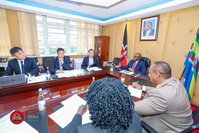 Interior PS Dr Raymond Omollo during a consultative meeting with Japan International Cooperation Agency (JICA) Kenya Chief Representative Shinkawa Makoto. [Photo/Dr Raymond Omollo/Facebook]