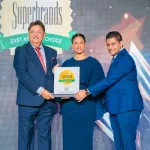 Superbrands Project Director Jawad Jaffer with Council Member, Darshan Chandaria presenting the award to GSM 2026