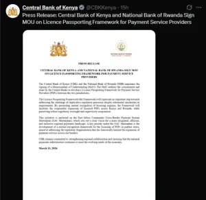 CBK, Rwanda A post shared by CBK on X