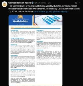 CBK, today A post shared by CBK on X