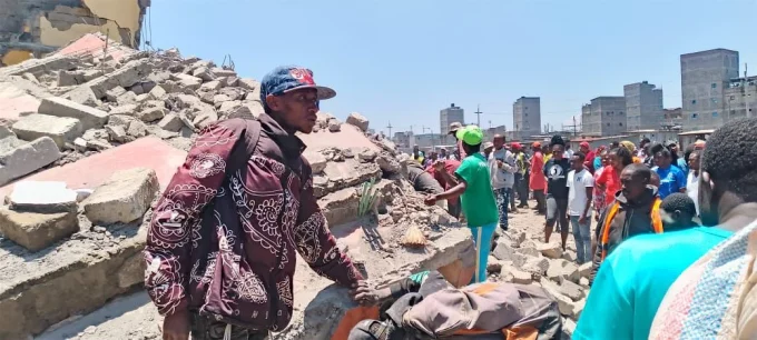 Debris of the house that collapsed in Shauri Moyo
