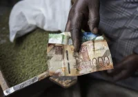 Person holding Kenyan bank notes