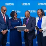 L-R: Britam Finance Director Charles Njuguna, Interim Board Chairperson Celestine Munda, Group Managing Director and CEO Tom Gitogo and Investor Relations Director Catherine Karita, during Britam’s Full Year 2025 Results announcement.