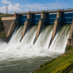 Controlled release of water from a dam