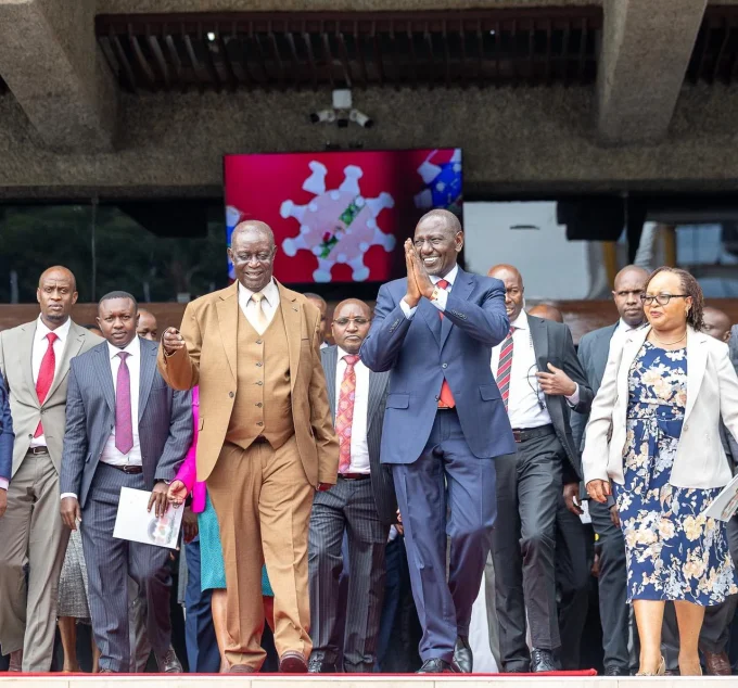 President William Ruto with ODM party leader Oburu Odinga