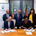 .Ambassador designate of Portugal to Kenya, Paulo Pocinho & Aga Khan Foundation Kenya CEO Susan Otieno during a partnership signing to advance coastal resilience and sustainable development in Kenya.