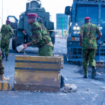 Security officers during Monday's protests