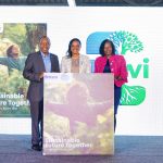From left: Britam Group Managing Director & CEO Tom Gitogo, Director Legal & Sustainability and Company Secretary Hilda Njeru and Interim Board Chairperson Celestine Munda during the launch of Britam’s 2025 Sustainability Report.