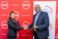 Absa Bank Kenya Commercial Property Finance Director East Africa Zaharaa Khanbhai (left) and International Housing Solutions (IHS) Kenya Managing Director Kioi Wambaa during the announcement of Absa Bank Kenya as title sponsor for the second IHS Kenya Affordable Housing Conference, set to take place on 11 June 2026 in Nairobi.