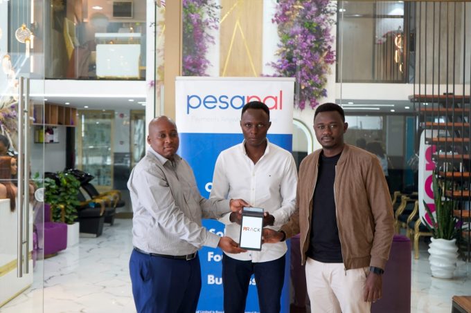 From left, Kevin Khaemba Chief-Commercial Offier Pesapal, Ferdinand Eloto-CoFounder Rack & Derrick Matheka-Co Founder Rack at Lana Plaza, Nairobi