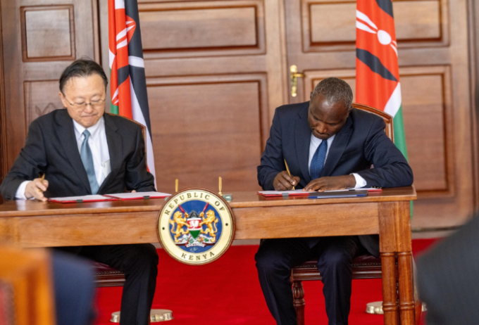 Treasury CS John Mbadi and Chief Executive Officer Atsuo Kuroda representing Japan at the signing.