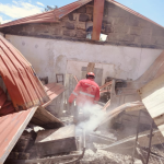 Kenya Red Cross personnel at the scene of fire