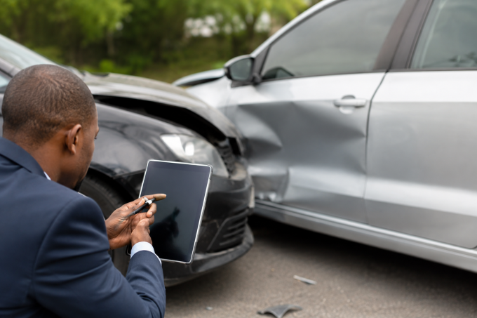Car accident inspection in progress