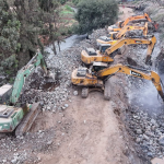 The new sewer lines are being installed along the Nairobi River corridor to intercept and divert wastewater away from the river and nearby residential areas before it is treated.