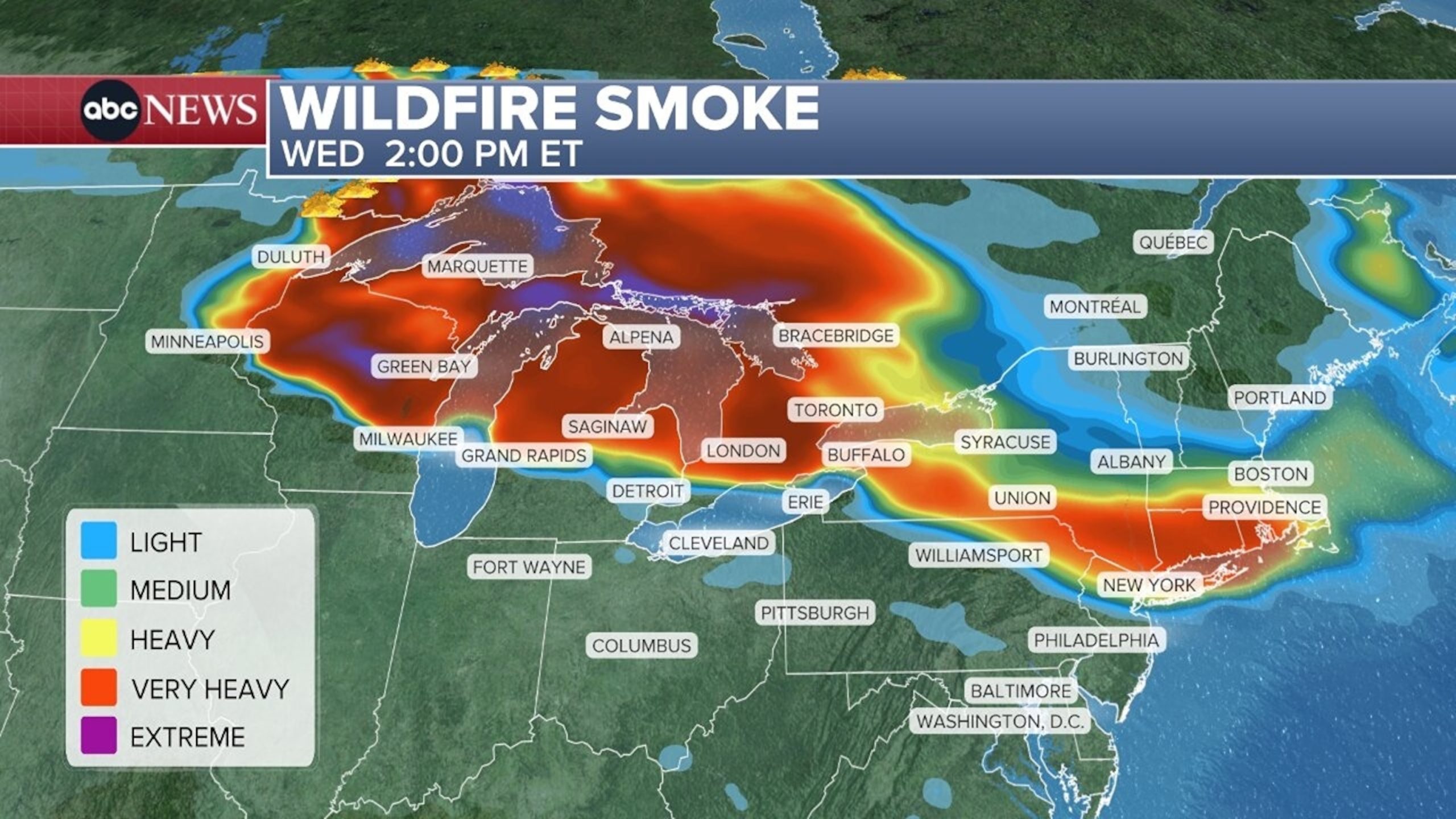 Canadian wildfire smoke descends on parts of US, including New York City