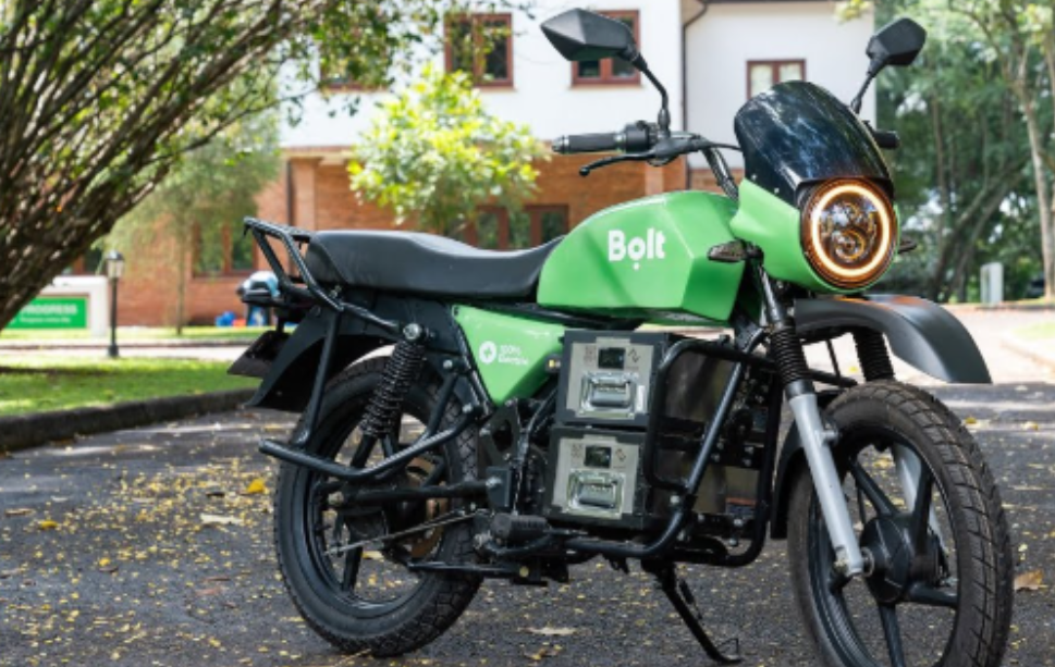 A bolt bike parked by the road side.