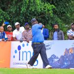 Dismas Indiza tees off at the Sunshine Development Tour East Africa Swing Ruiru first leg