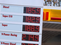 Latest fuel prices on display.