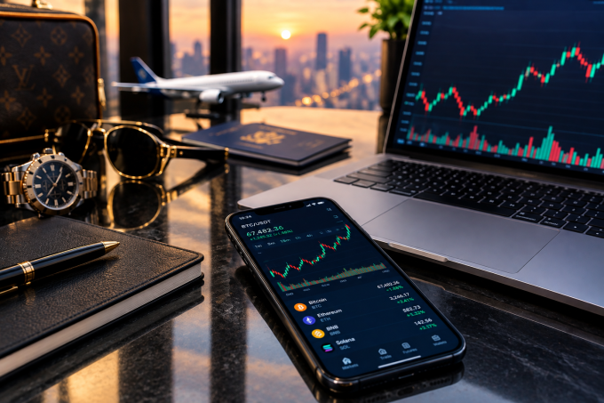 Trader’s luxury desk setup.