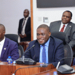 Nairobi Governor Johnson Sakaja while appearing before the Senate County Public Investments and Special Funds Committee.