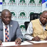 1. Family Group Foundation Chair Dr. Francis Muraya and Kenya Forest Service Chief Conservator of Forests Alex Lemarkoko sign a partnership aimed at advancing Ngong Hills restoration through a one-million tree seedlings nursery project.