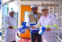 Richard Bogita, Supply Chain Director, Unilever East & West Africa; Luck Ochieng, Managing Director, Unilever East Africa; and João F. Ribeiro, Unilever’s 1UL Supply Chain Head, unveil the company’s new 800kW solar installation at its Nairobi factory.